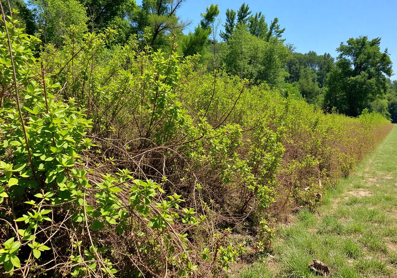 Before: Tangled thicket and overgrown brush