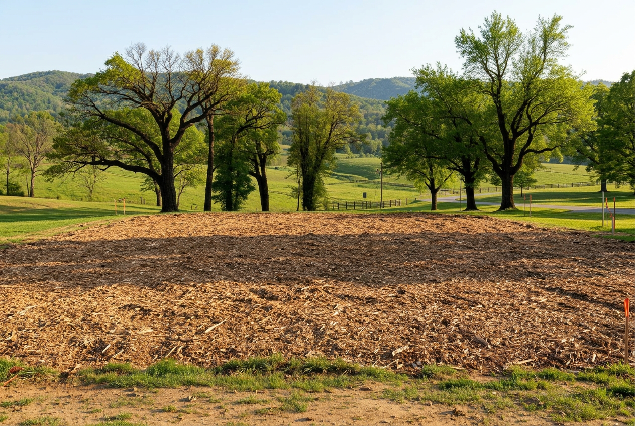 Wooded lot cleared and prepared for a home building site in Kentucky